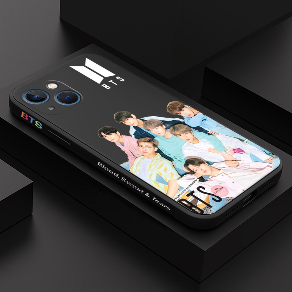 Hontinga for iPhone 13 Mini Back Cover Fashion Cool BTS Side Design Case Square Edge Liquid Silicone Phone Cases