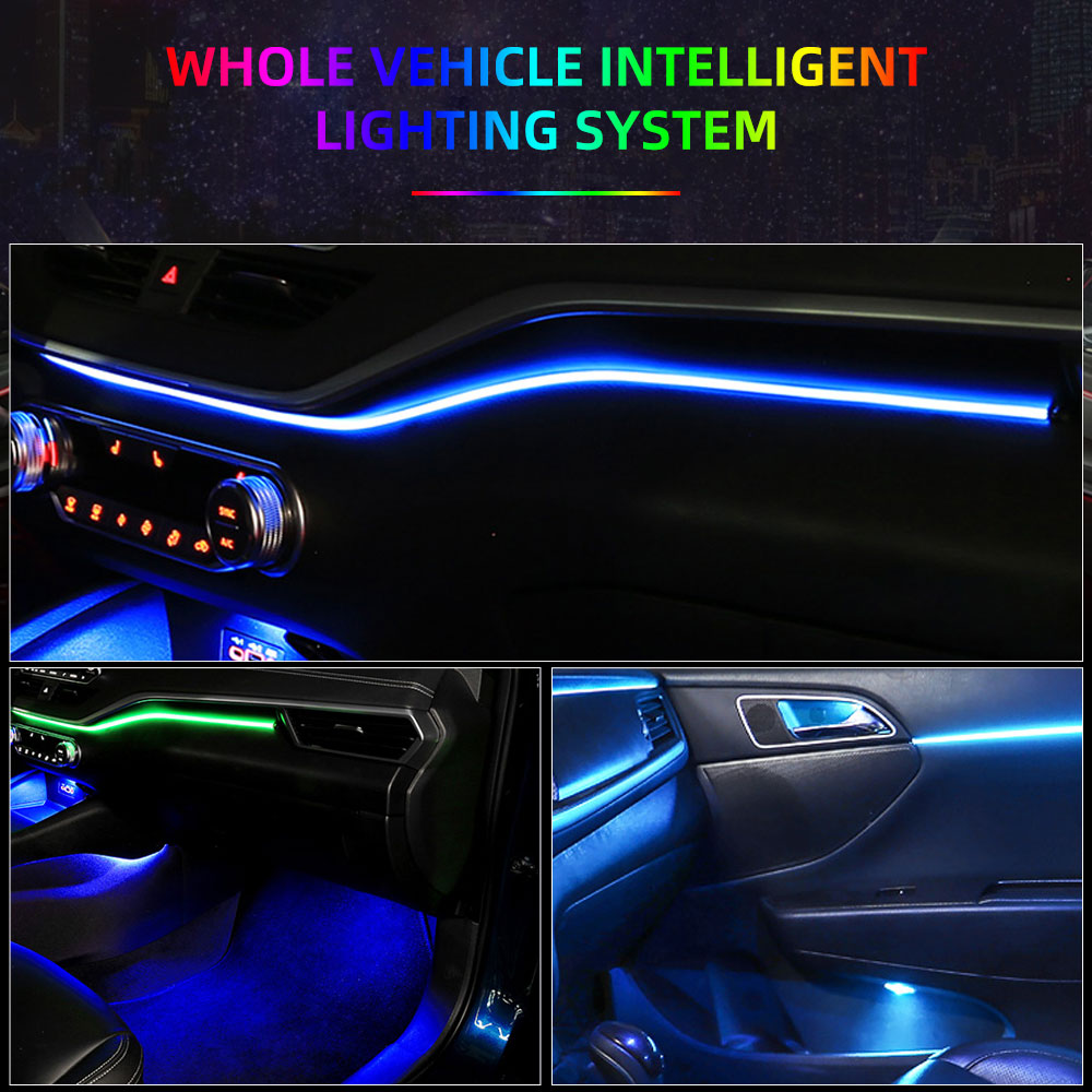 18 in 1 Ambient Light For Car Interior 64 Color Breathe Dashboard Door Decoration LED Strip Lights RGB Bluetooth App Control 12V. 