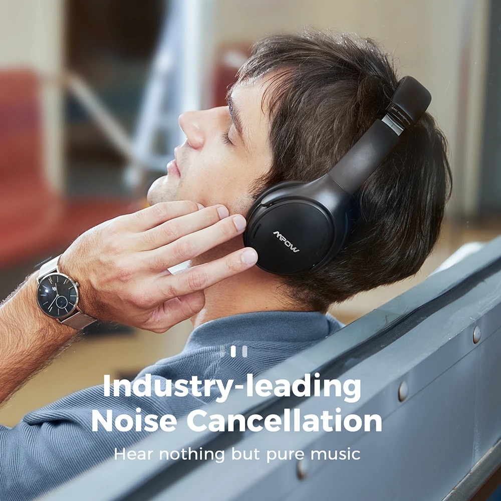 Mpow H19 IPO Active Noise Cancelling Bluetooth V5.0 Headphones Foldable Wireless Headset CVC 8.0 Mic 30hrs Playing Fast Charge. 
