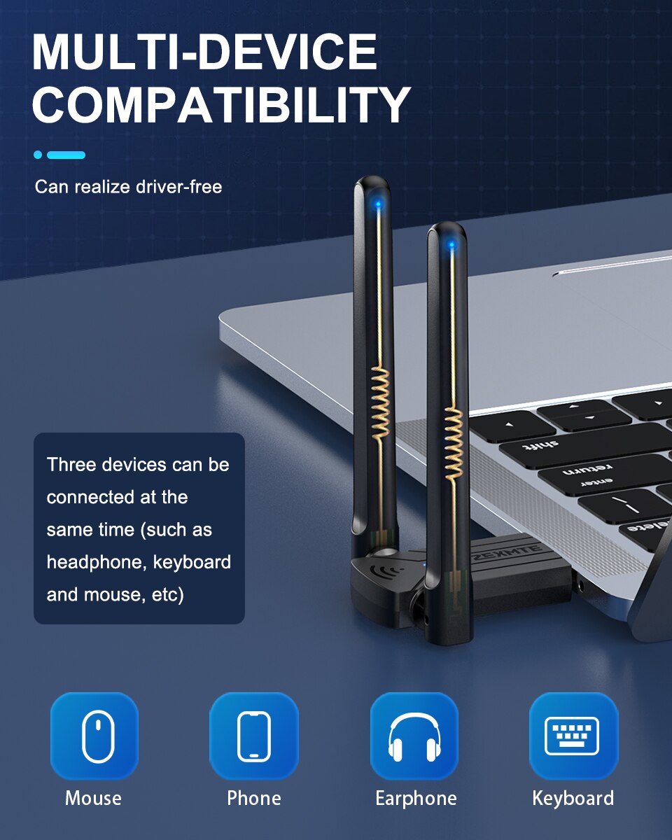 Zexmte 150M USB Bluetooth 5.1 Adapter Dongle Free Driver Adaptador Bluetooth Transmitter Dual Band Audio Receiver For Win 10/11. 