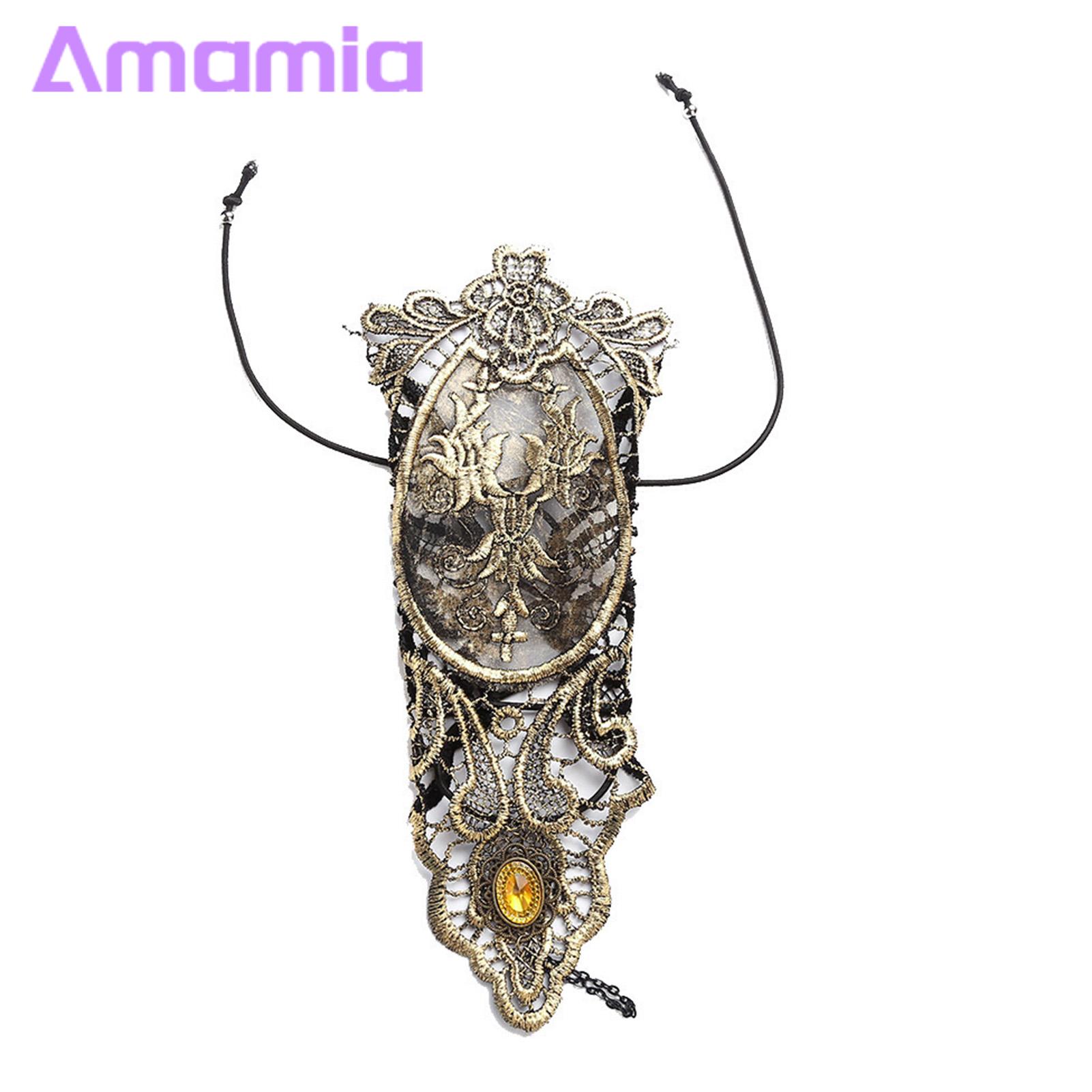 Amamia Party Gloves Flower Pattern Hollow Out Embroidery Halloween Oversleeve