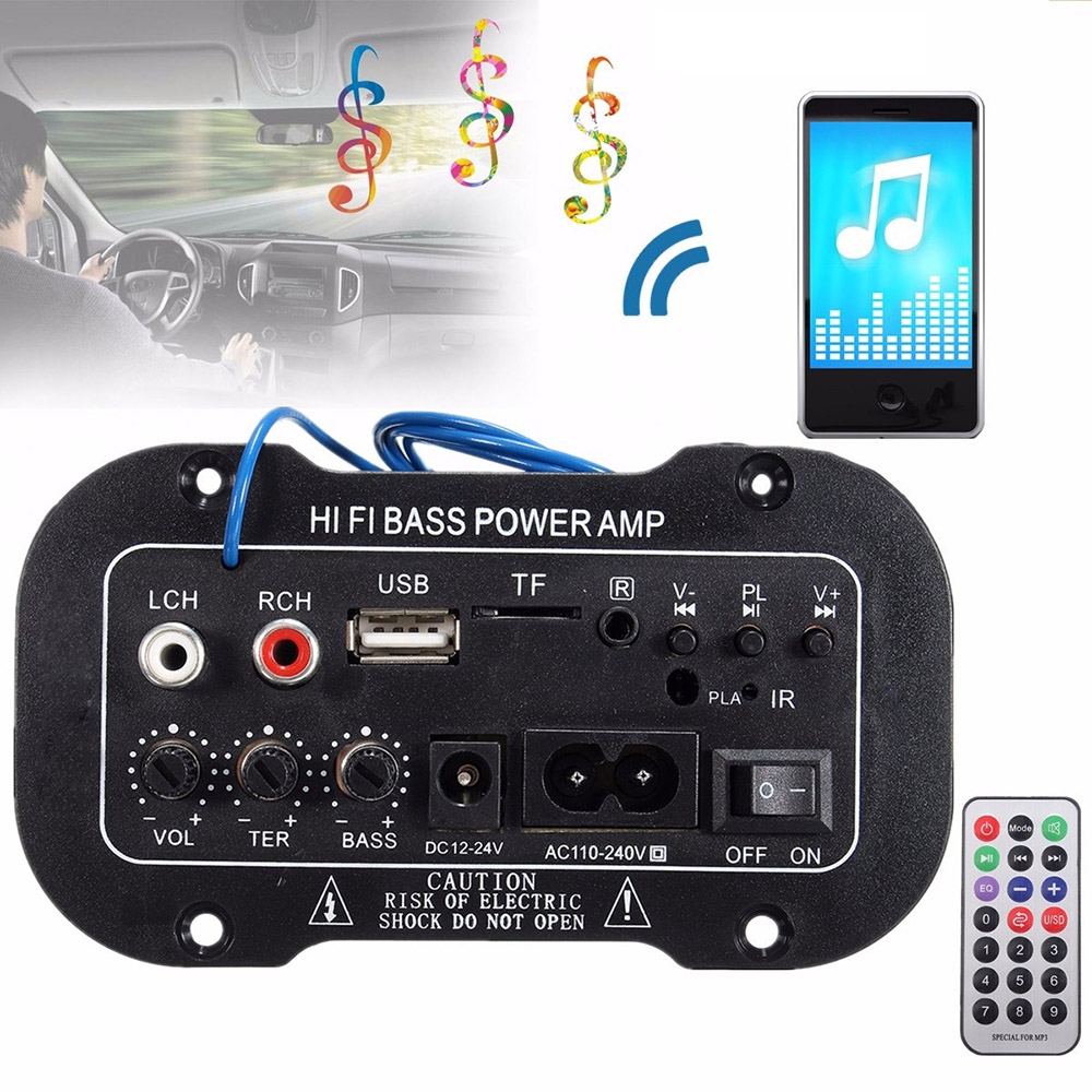 220V Car Bluetooth 2.1 Hi-Fi Bass AMP Mini Car Car Amplifier Radio Audio Digital Amplifier USB TF Remote Control Good effect and easy to use. 
