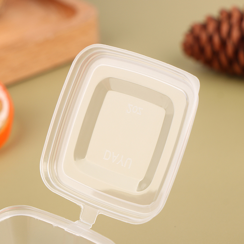 50Pcs/Pack Square Sauce Cup With Cover Clear Mini Plastic Dipping Sauce Cups Dounp. 