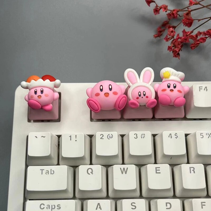 1PC/4pcs DIY Handmade Customization Cute Pink Keycaps Cartoon Anime Girl Fans OEM R4 Cross Axis Game Mechanical Keyboard Keycaps