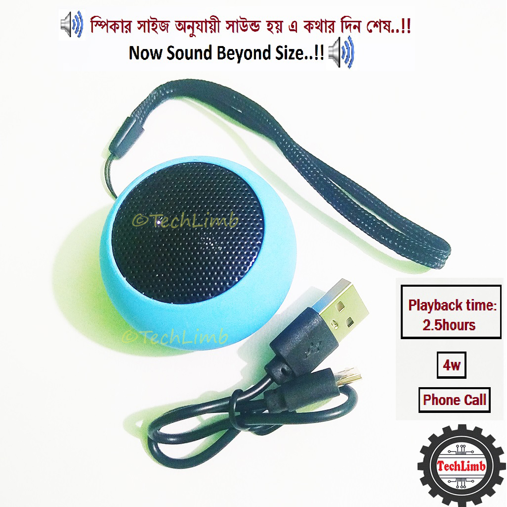 🔊 Bluetooth Speaker Small Size with Powerful Stereo Sound 🎶 450mAh Battery Backup | Compact & Portable Design | TechLimb. 