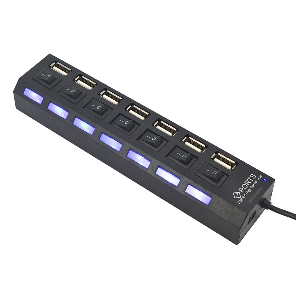 【VisioN Shop】kebidu Multi 7 Ports Speed USB 1.1 480Mbps Hub On/Off Switch Portable USB Splitter Peripherals Accessories. 
