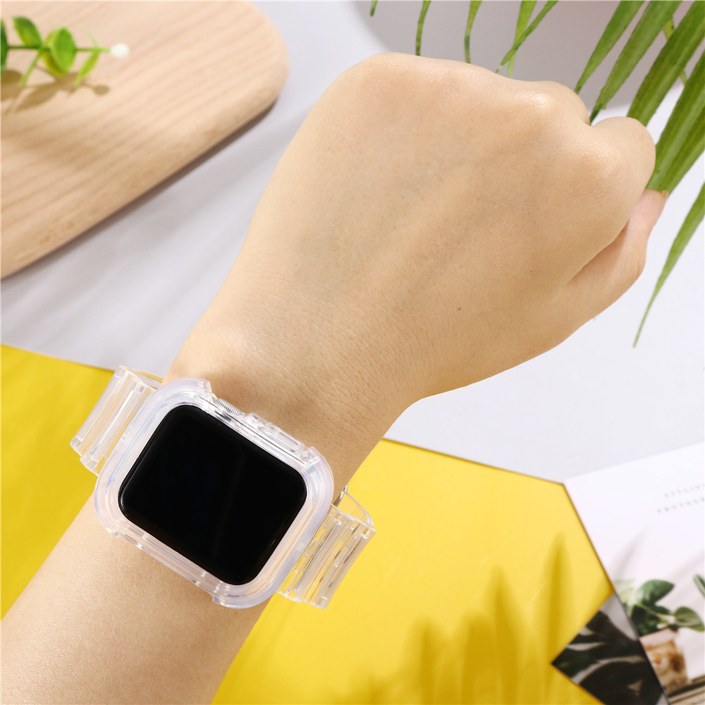 [autismaut] Applicable Apple watch1234 Generation 44/42mm Transparent tpu Wrist Strap Apple Watch Band Case 38/40mm. 