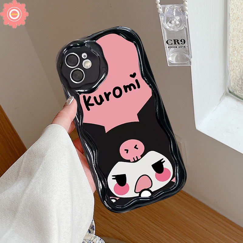 Cartoon Cute Sanrio Funny Kuromi Phone Case For Oppo A38 A76 A58 A78 A16 A98 A7 A5 A15 A53 A9 A54 A57 A17 A12 A5s A55 A95 A74 A96 A17k A1k A52 A3s A31 A16K A77s A77 Reno 8T 5 4F 3D Wavy Curved Edge Glossy Soft Cover. 