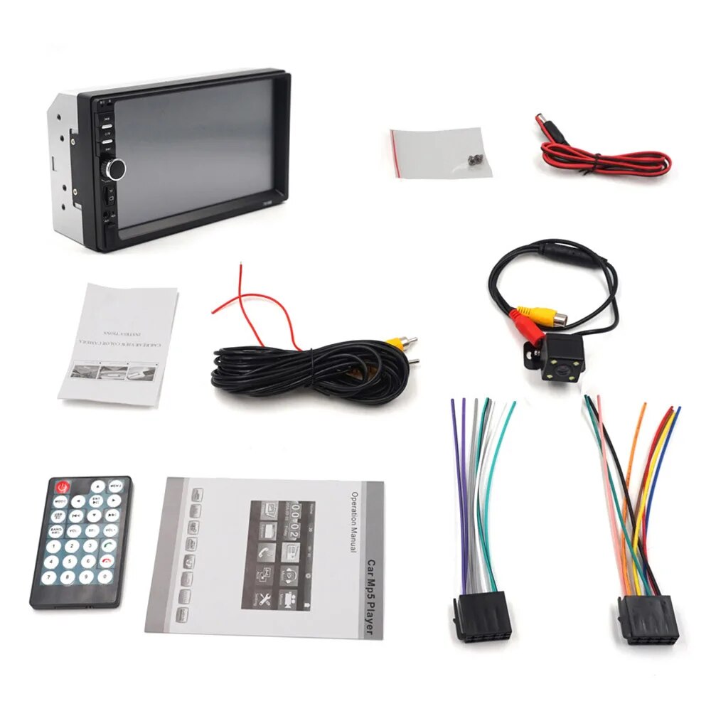 2 din Car MP5 Player USB Bluetooth 7018B Short Body Touch Screen Car Stereo 7 HD Multimedia Player Rear View Camera Input