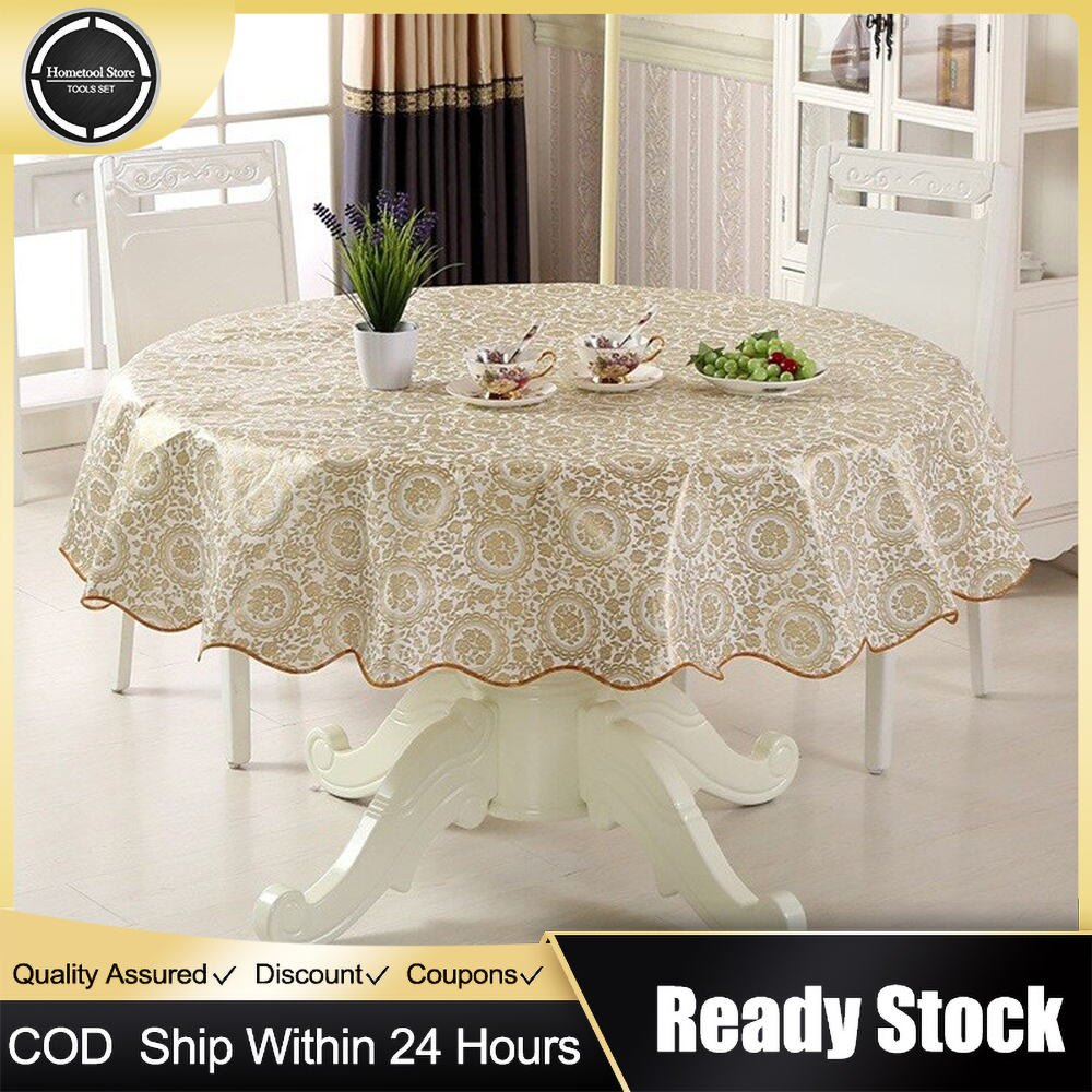 Round Table Cloth Table Cloths Round For 6 Seaters 4 Seaters Round Table Cover PVC Printed Table Cloth Tea Table Cloth Waterproof Oil-Proof And Scald-Proof Disposable