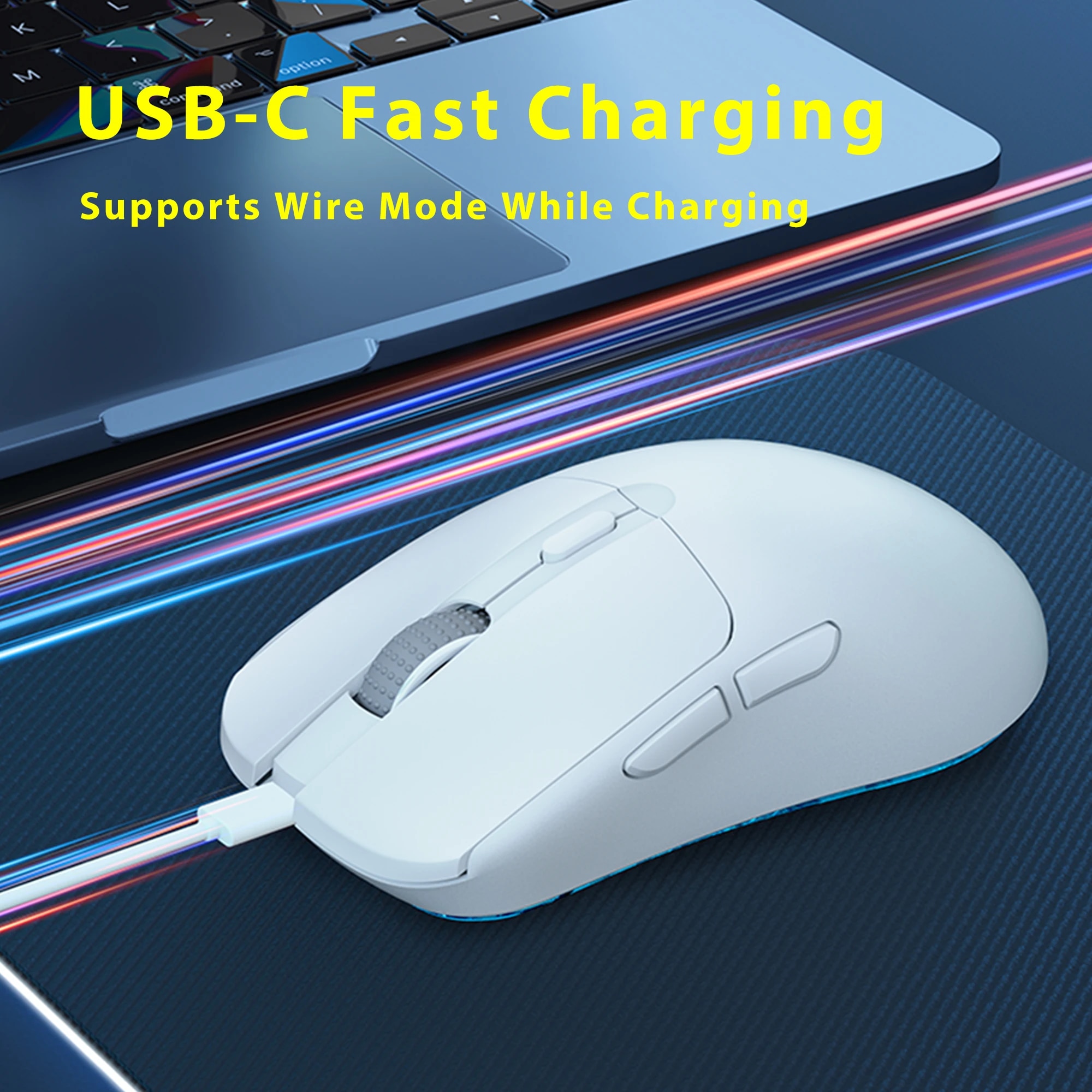 PHYLINA S450 Wireless Gaming Mouse 56g Lightweight 2.4G USB-C Wired PAW3395 Rechargeable 6 Programmable Buttons for SCGO/LOL/CF. 