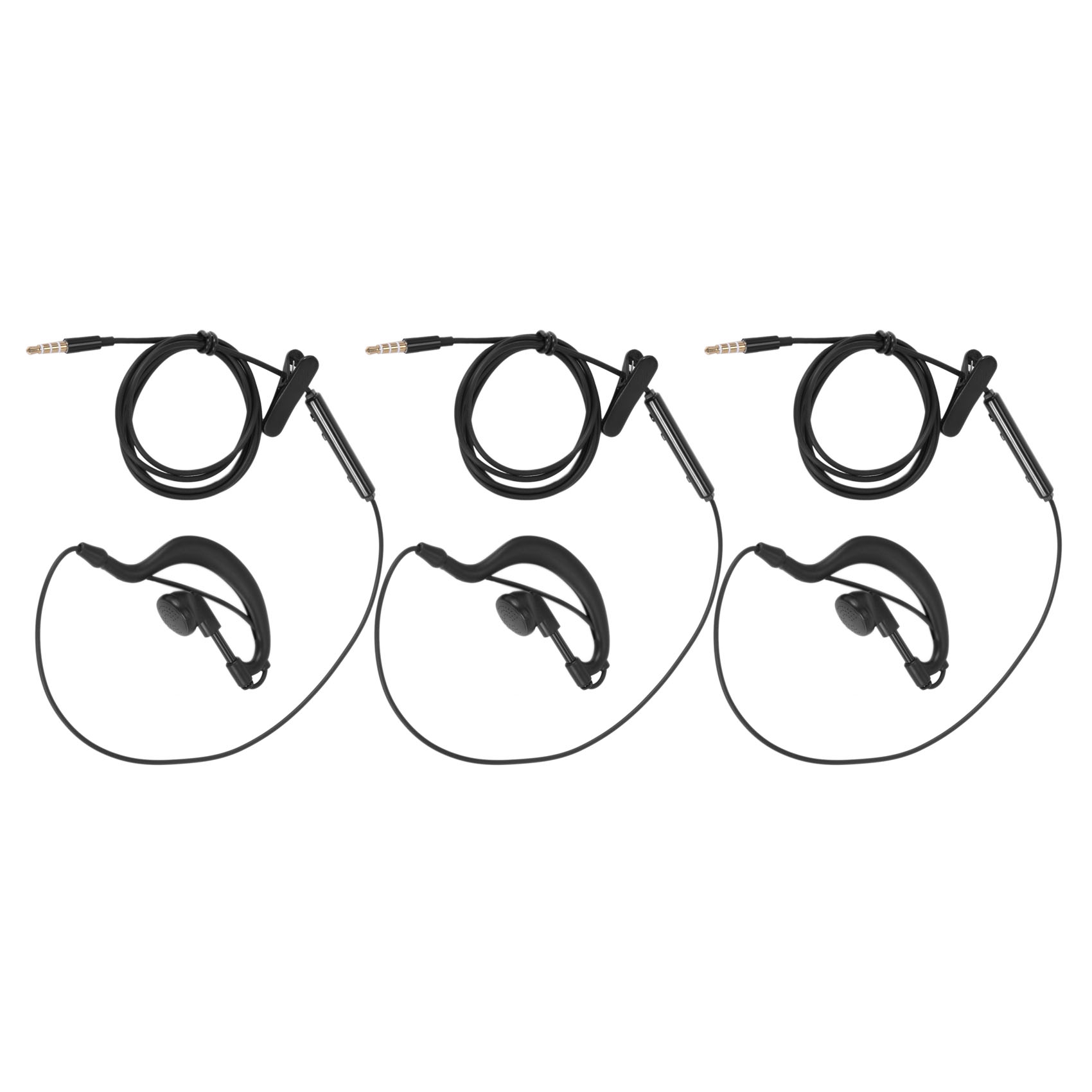 3pcs 3.5mm Single In-Ear Only Mono Earphone Earbud Headphone with Mic for Phone