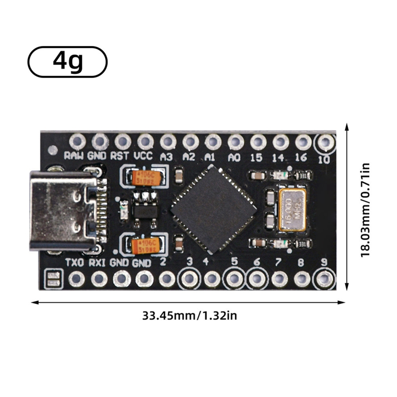 Atmega32U4 Type-C Mini USB Pro Micro-for Atmega32U4 3.3V/16Mhz Module Spare Parts Accessories with 2 Row Pin Header for. 