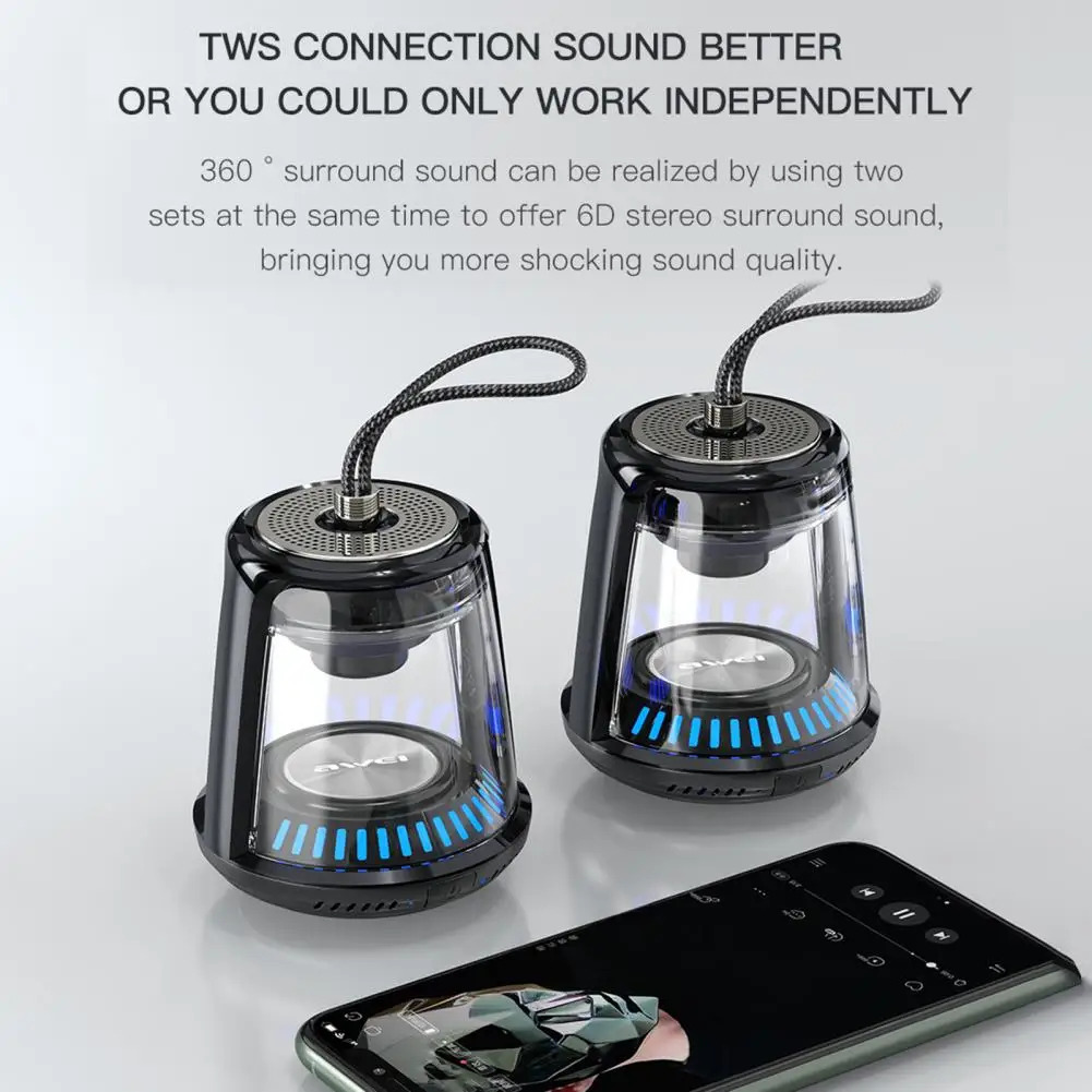 Awei Y666 Portable Outdoor Bluetooth Speaker TWS Transparent Mini Speakers With RGB Light Hifi Bass Stereo Wireless Sound Box by Gadget Hive BD. 