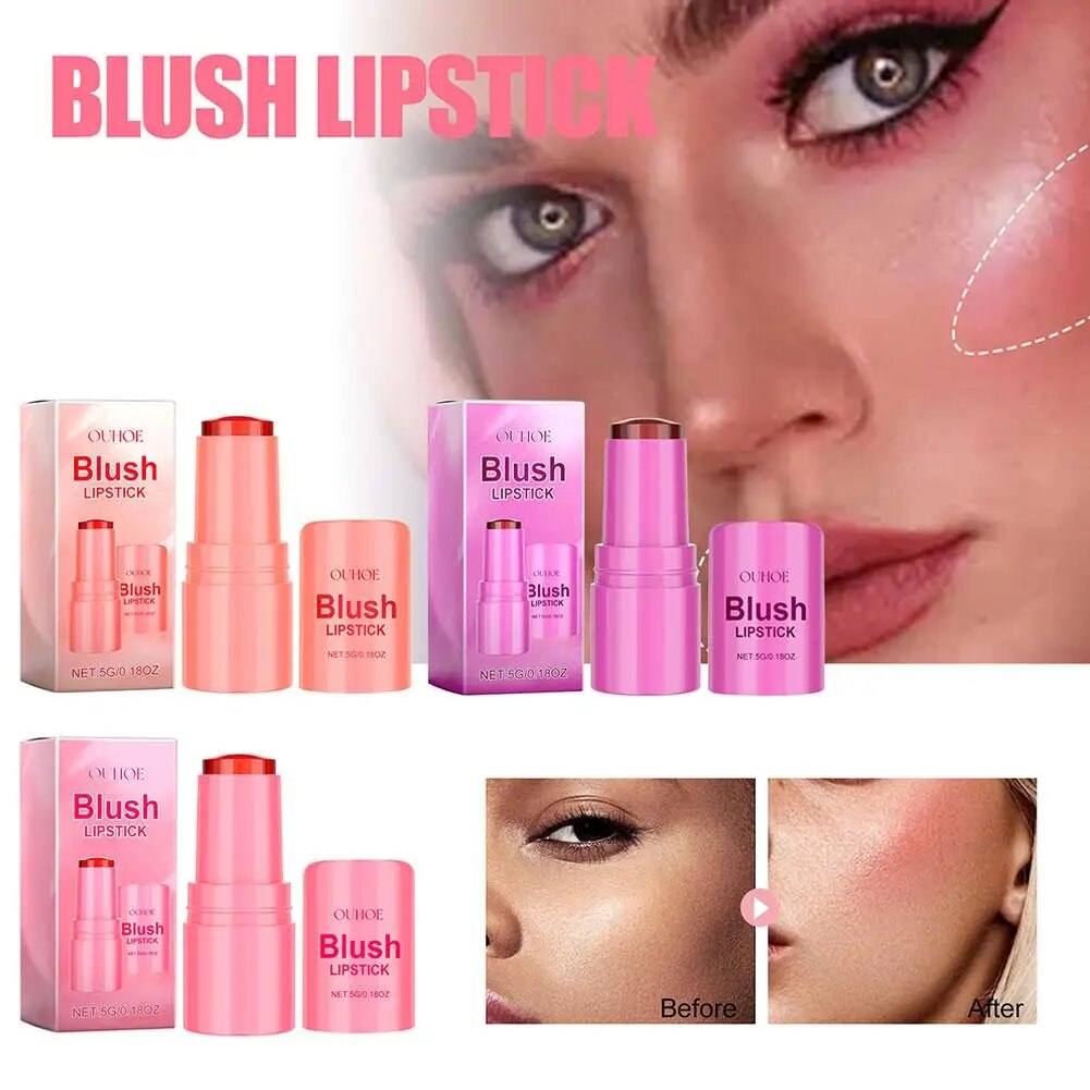 Blush Jelly Lipstick Rouge Cream Shimmer Blusher Stick Color Matte Moisturizing Blush Lip Makeup Cheek Tint Monochrome Mud I4f7. 