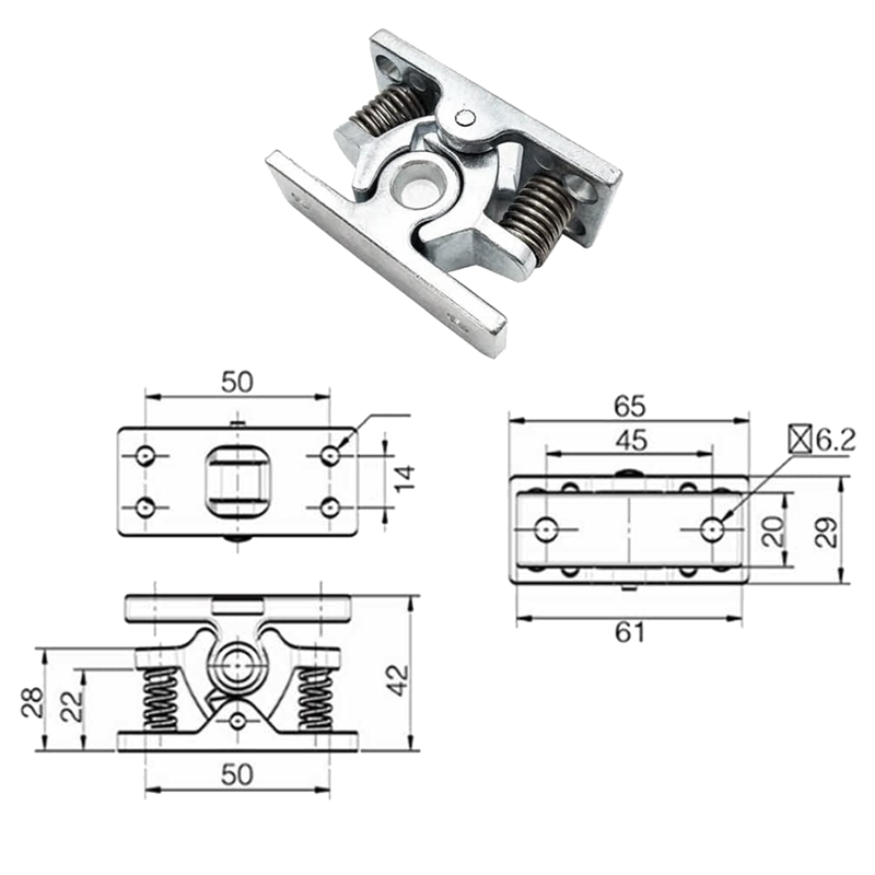 1Pcs Spring Loaded Door Easy Lock Door Easy Lock Aluminium Alloy Door Easy Lock Stop Catch Release Clamp Double Roller Catch (Mp-4). 