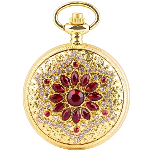 Gold Luxury Premium Digital Display Quartz Pocket Watch Ladies Vintage Elegant Pendant Necklace Best Gift reloj de bolsillo. 