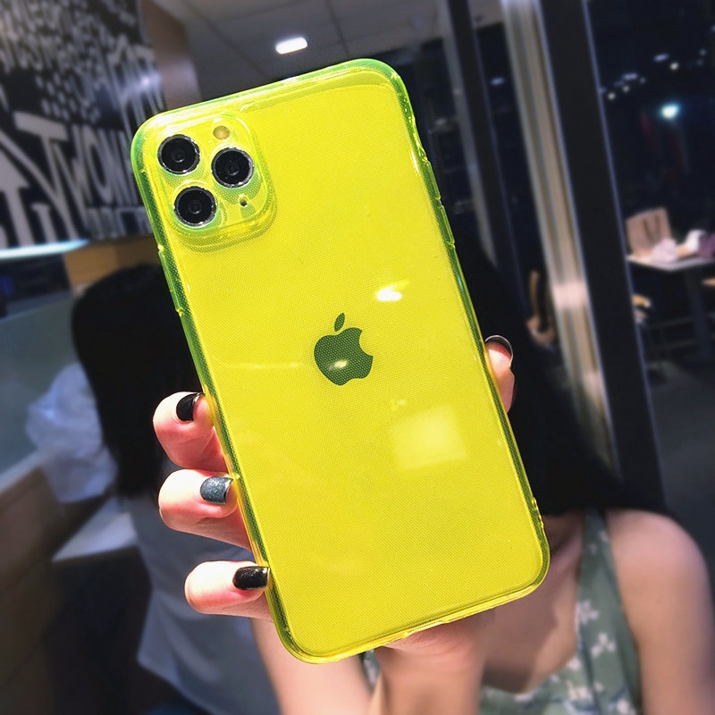 Fashion Neon Fluorescent Phone Case Casing iPhone For iPhone 11 case For iPhone 13 12 11 Pro Max XR X XS MAX 7 8 Plus case Transparent Cases Soft Silicone Back Cover casing iphone 11 case iphone 13 pro max casing iphone case. 