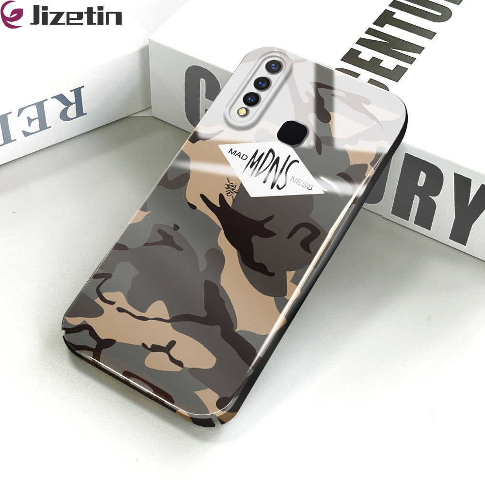 Jizetin for Vivo Y19 Back Cover Camouflage Luxury Slim Hard Crashproof Mobile Phone Case For Boys Girls