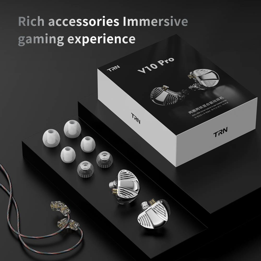 TRN V10 PRO 2BA+2DD Earphones Dual Dynamic Driver and Dual Balanced Armature Hybrid In-Ear Monitors Headphones. 