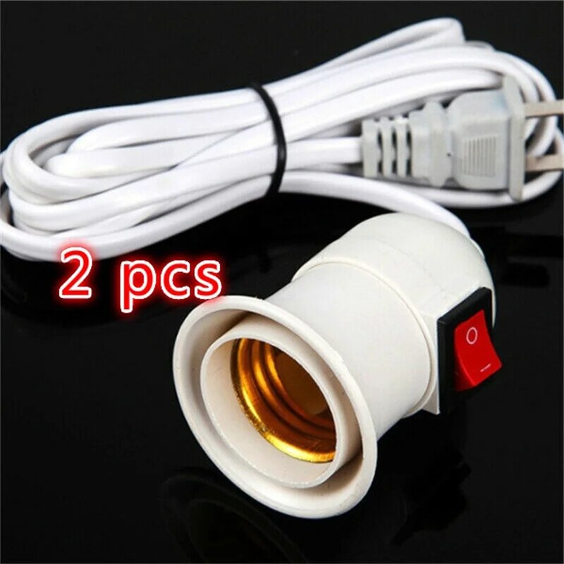 2PCS E27 2.3M Cable Cord Plug In Pendant Lamp Light Bulb Holder With Switch Power Cord US Plug E27 Lamp Holder Universal