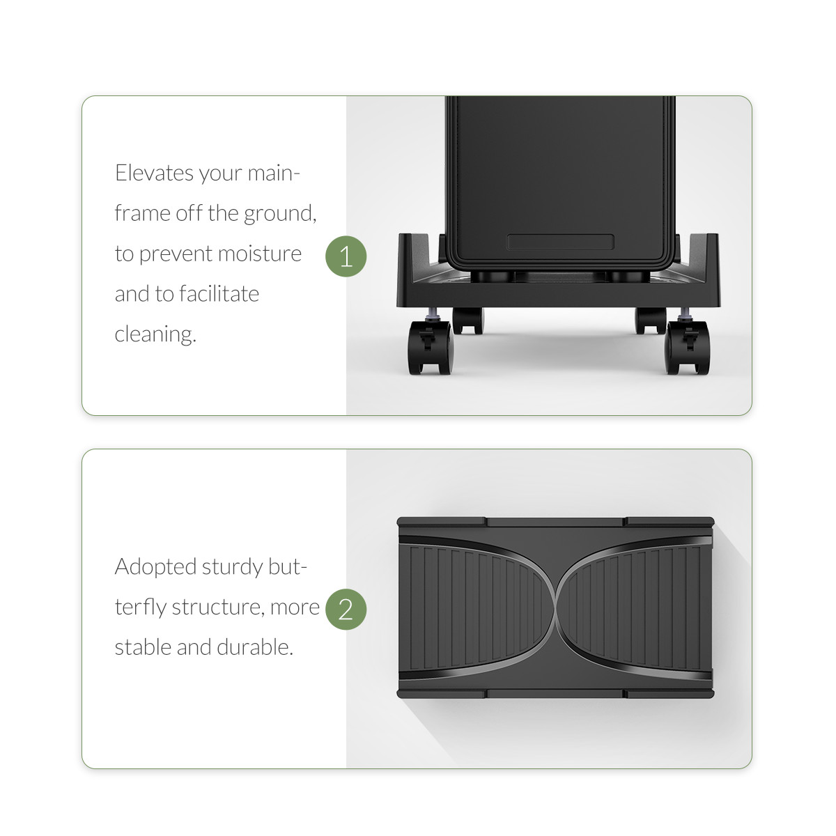 ORICO CPB3 Mobile Adjustable Computer Tower Holder Computer CPU Stand Cart with Braking Lock Wheels Stand For PC Computer Cases. 