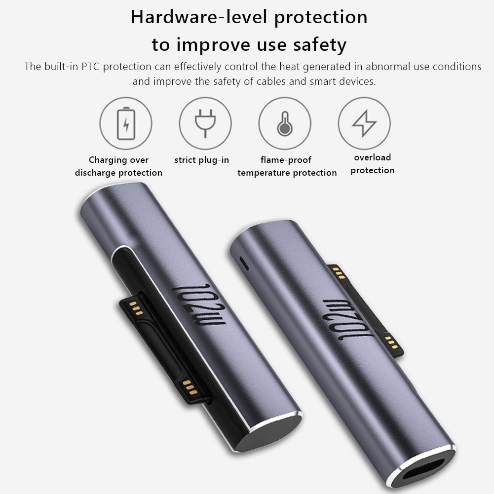 For Microsoft Surface Pro X 8 7 6 5 4 3 Go Book to USB Type C PD Fast Charging Plug Converter 15V/3A USB C Charger Power Adapter. 