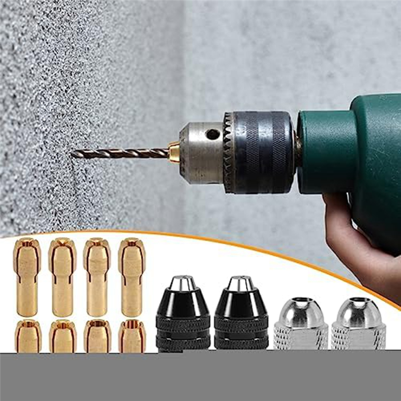 12 Piece 0.8-3.2mm Keyless Drill Chuck Collet Set 1/32 to 1/8In Replacement Metal Rotary Tool Sanding Drum 8 Sizes, Drill Tool Set. 