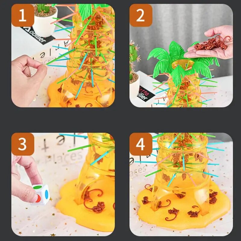 Climbing Monkey Tree Game Toy Multiplayer Tabletop Game Interesting Turn Monkey Down Parent-child Early Learning Funny Game. 