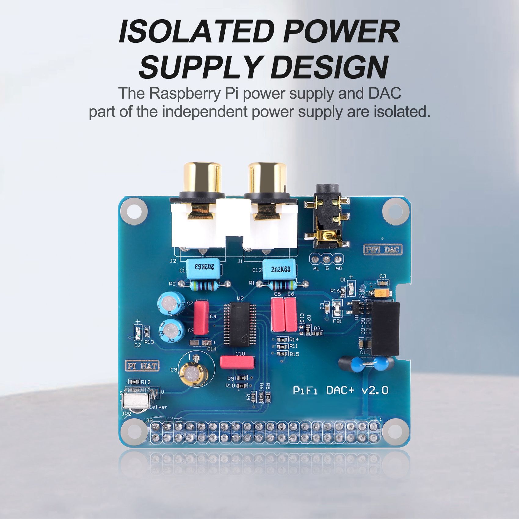 PIFI Digi DAC+ HIFI DAC Audio Sound Card I2S interface for Raspberry pi 3 2 Model B B+ Digital Audio Card Pinboard V2.0 Board SC08. 