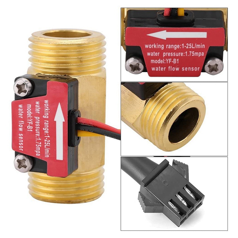 1 Piece of Yf-B1 Turbine Water Flow Sensor G1 / 2 Inch Brass In-Line. 