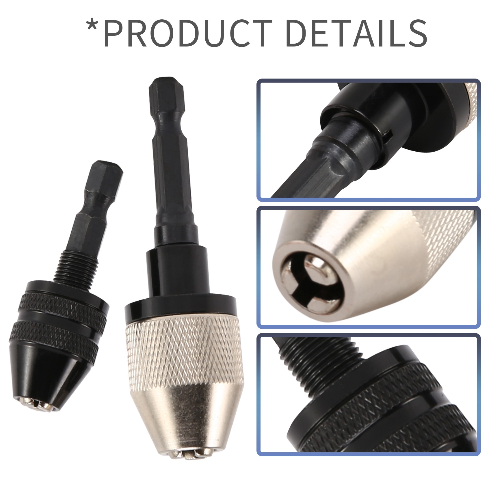 2 Pieces Keyless Drill Chuck 1/4 Inch Hex Shank Keyless Drill Chuck Fast Change Adapter in 0.3-6.5 mm, 0.3-3.6 mm. 