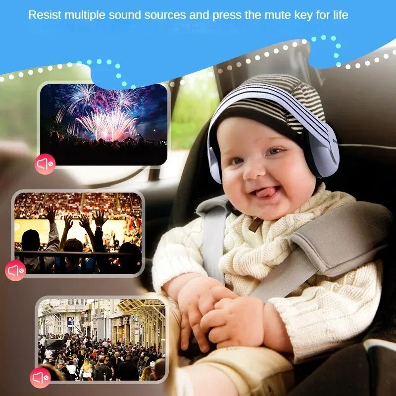 Baby Noise Cancelling Headphones Ear Protection Earmuffs For Infants with Elastic Headband Airplane Travel Baby Accessories. 