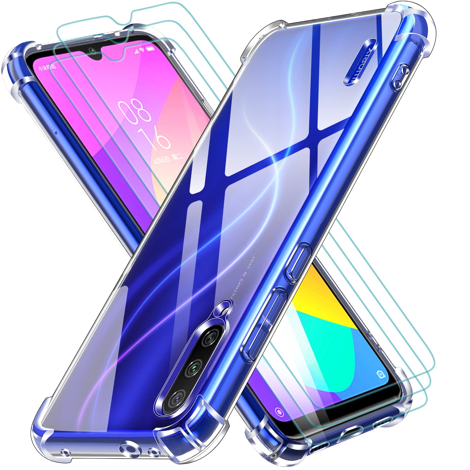 For xiaomi mi a3 Reinforced Shockproof Cushion Back Clear Hybrid Transparent Sof Tpu Back Cover For xiaomi mi a3 Phone Case