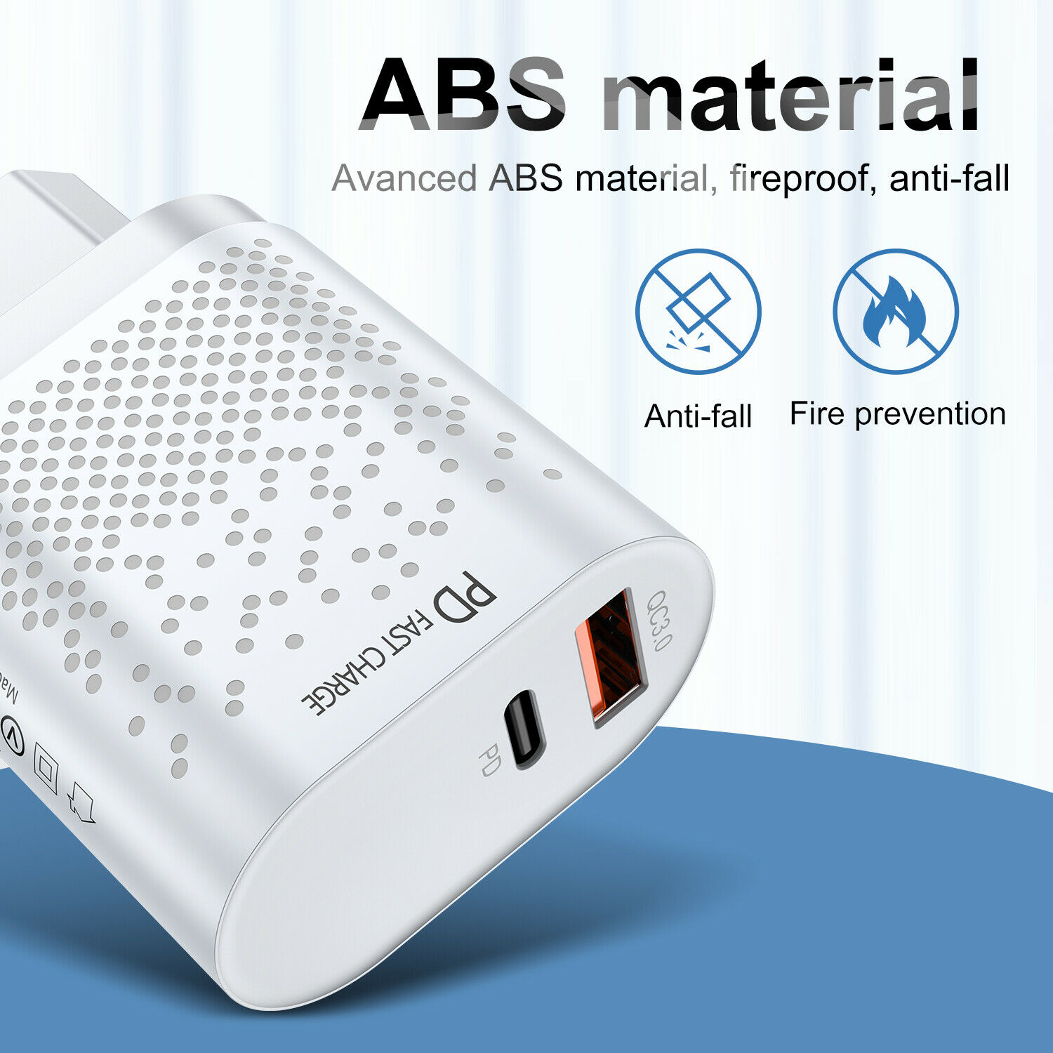 18W PD Fast Charger USB C Quick Charging QC 3.0 Phone Adapter US EU Plug Type-C for Android. 