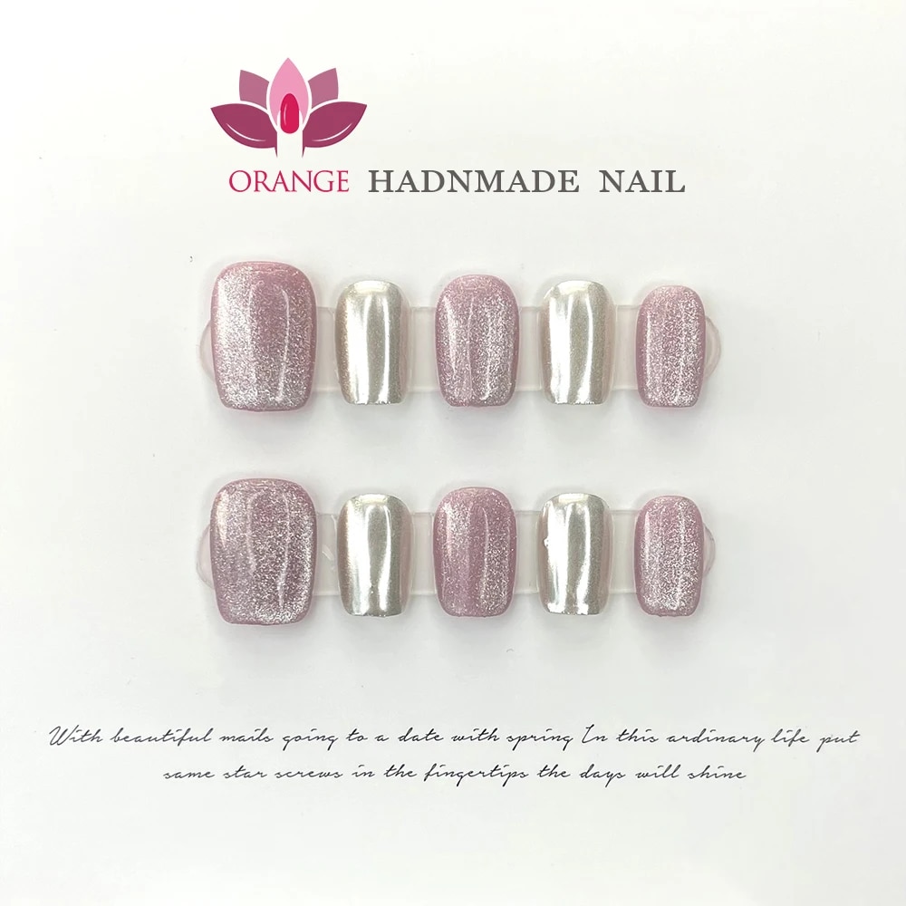 Handmade French Nails With Design Reusable Nail Set Press On Full Cover Acrylic Artificial Wearable XS S M L Size Nails Art. 