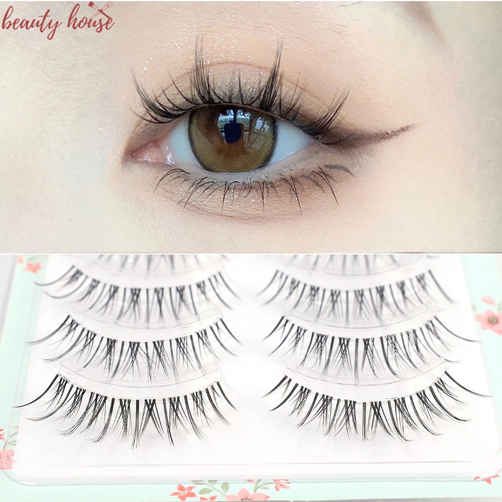 Ladies Beautify Eye Lashes Sticker Strip 5 Pairs 3D Black False Eyelashes Soft And Slender False Eyelash Set