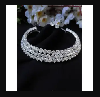 White Stone Choker Necklace Set With Earring For Women - Necklace For Girls - Very Appealing - In line with current fashion trends
