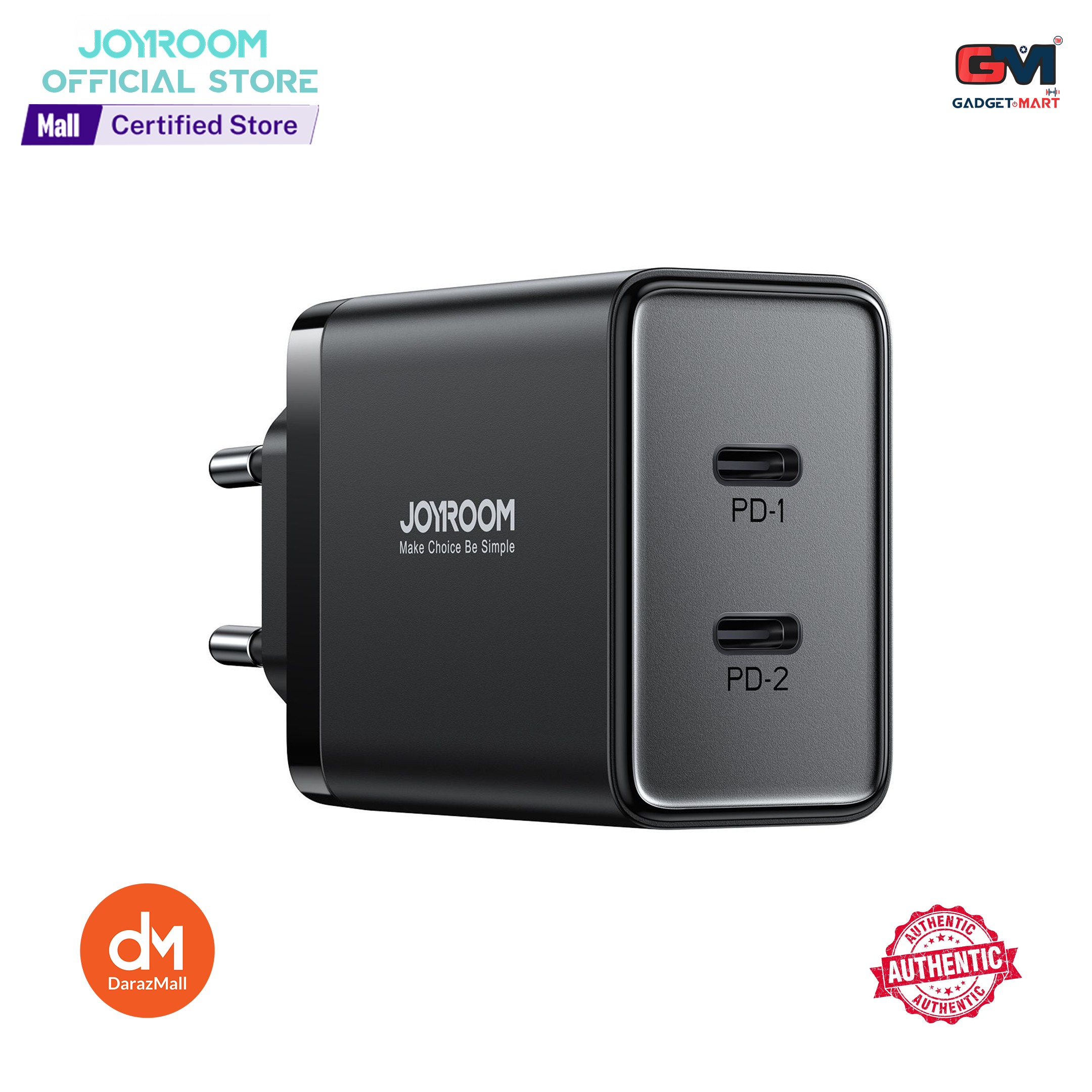 Joyroom JR-TCF09 40W 2C Fast Charger EU Plug-Black