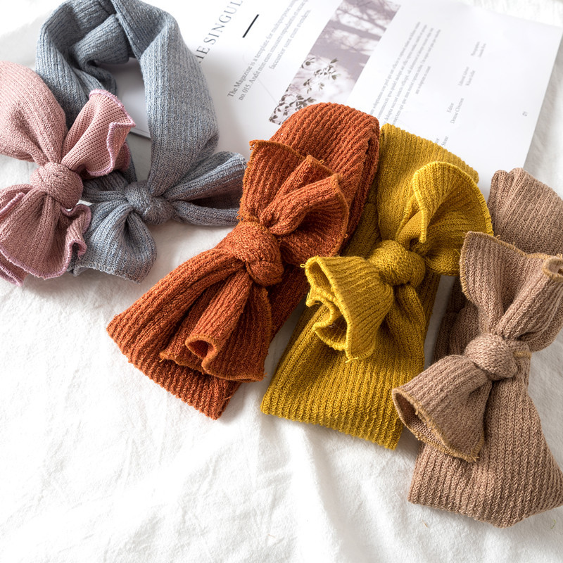 HeadwearNew Bow Hair Accessory Children's Solid Color Baby Headband Hair Accessory Wide-brimmed Girl Baby Snap Headband