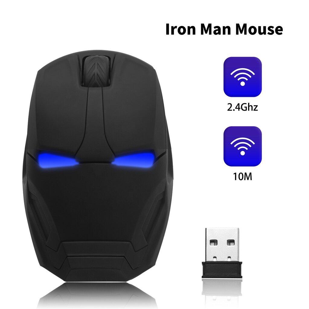 Iron Man Wireless Gaming Mouse 2.4Ghz Ergonomic Optical 6 Buttons Computer Mice 1600 DPI Mouse Good Gift For PC Laptop Desktop