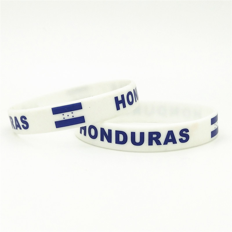 1PC Honduras Country Flag Silicone Wristband White Football Sports Souvenir Silicone Rubber Bracelets Bangles Gifts SH247. 