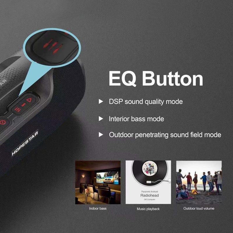 HOPESTAR A6X TWS Portable Outdoor Bluetooth Speaker with Colorful Music Lights, Support Power Bank & Hands-free Call & U Disk & TF Card & 3.5mm AUX. 
