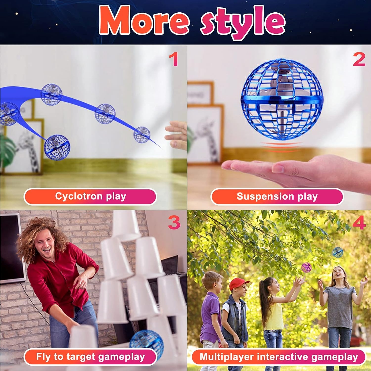 Controllable Magic Ball Flying Ball Boomerang 360° Rotating Fly Ball Magic Drone Orb Flying Spinner Fidget Toys Party Games Kids Toys. 