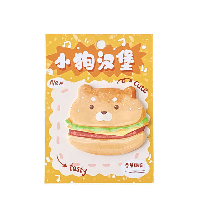 Cute cartoon animal on toast bread, student can tear off note paper, sticky notebook. 