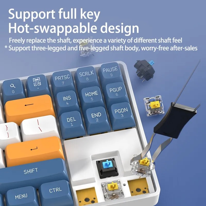 Aigo A87 Gaming Mechanical Keyboard 2.4G Wireless USB Type-c Wired Blue Switch 89 Key Hot Swap Rechargeable Gamer Keyboard. 