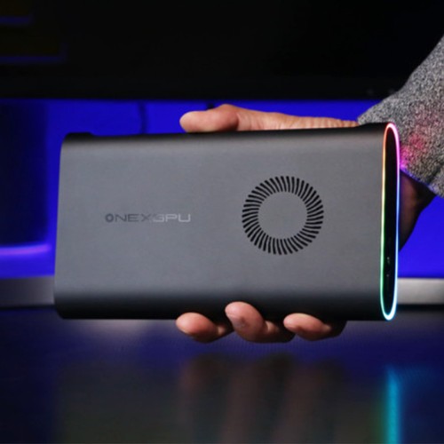 One Netbook ONEXGPU e-GPU Dock with AMD Radeon RX 7600M XT GPU, 8GB Storage, 1*Oculink 1*USB-C 4.0 2*HDMI 2*DP 2*USB-A 3.2 1*M.2 2280 1*RJ45, 100W Reverse Charging, RGB Lighting Effects. 