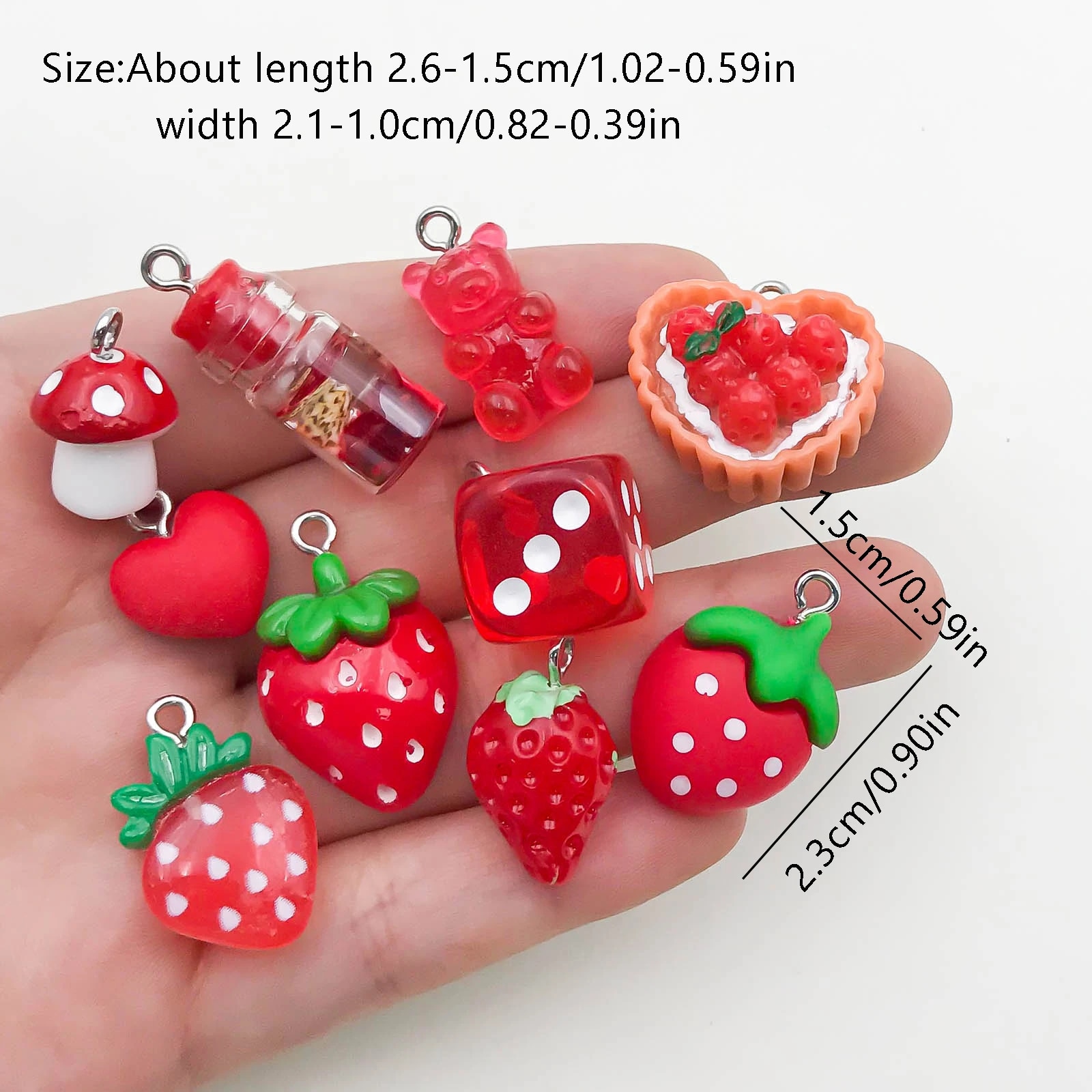 Randomly Mixed 10Pcs/pack 3D Resin Cute Charms 9 colors Solid Color Series Pendants For DIY Necklaces Earrings Bracelets Making. 