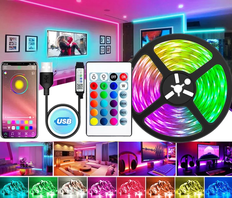 5 Meter USB Led Strip Light RGB 2835 LED Light Bluetooth APP Control With Remote Flexible Lamp Tape Lights