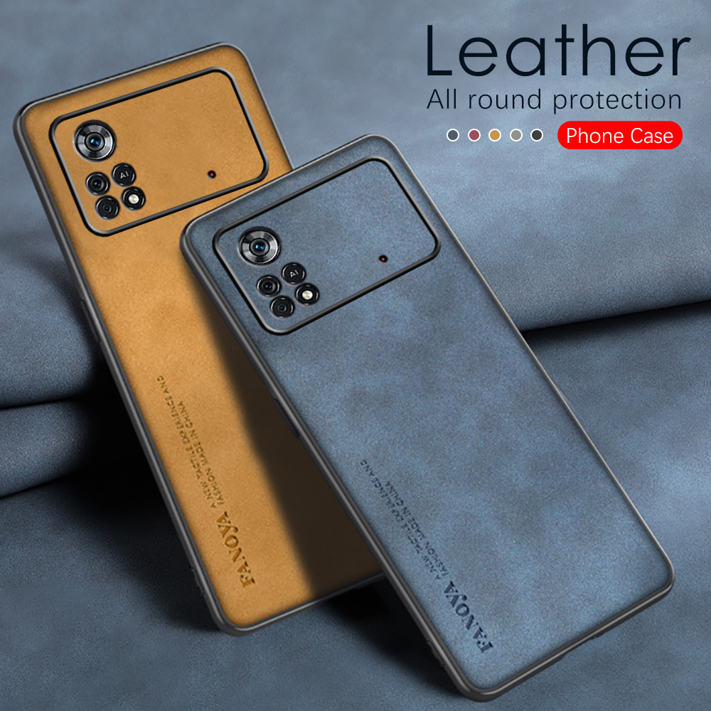 Sheepskin Leather Phone Cover For Xiaomi Poco X4 Pro 5G Case pocophone Poco X 4 Pro 4Pro Soft TPU Frame Camera Protection